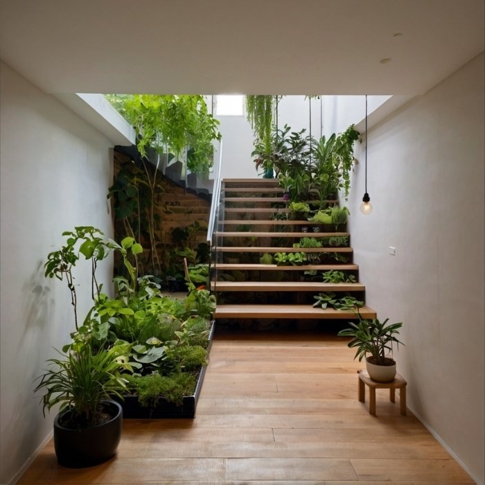 Small garden under staircase